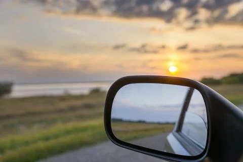 Rear view mirror reflection Foto stock