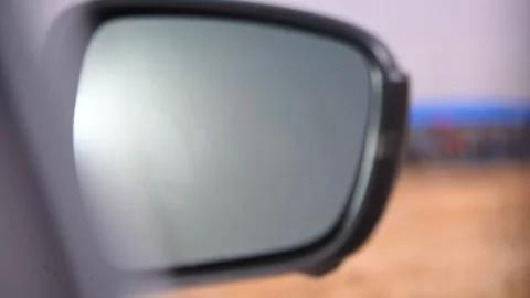 Rear View Mirror Reflection of Rural Pastoral Area Stock Footage 333548502