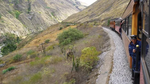 Rear view outside the Devils Nose train Stock Footage 112417703