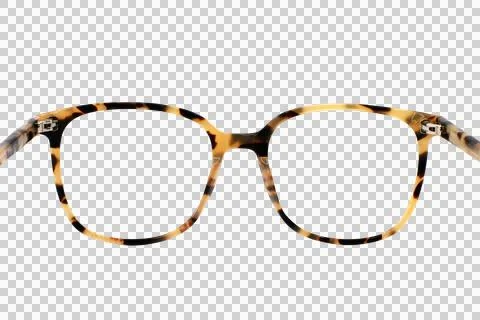Rear view of a pair of pretty glasses frames on a transparent background Foto stock