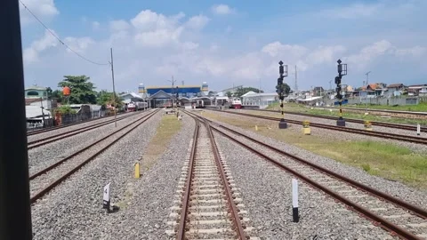 Rear view of railway tracks Video stock 337402885