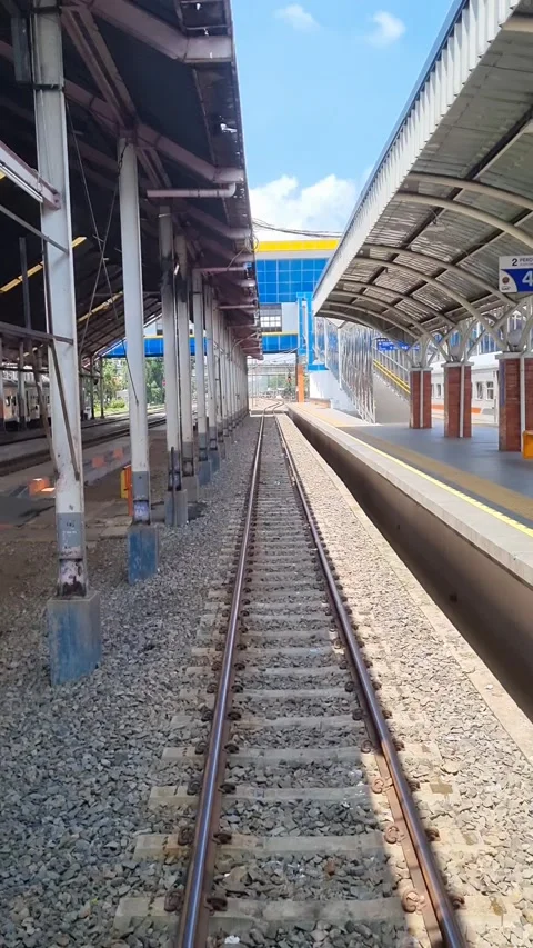 Rear view of railway tracks Video stock 337402924