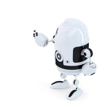 Rear view of robot pointing at invisoble object 스톡 일러스트