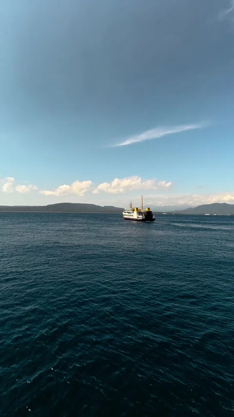 Rear view of sea ferry crossing from Java to Bali in Indonesia Stock-Footage 320391635
