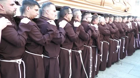 Rear-view-of-semana-santa-paso-carriers-in-malaga-spai Stock Footage 336007724