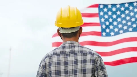 Rear view shot of Construction worker wi... | Stock Video | Pond5