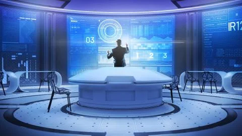 Rear view of smart system developer working with server Stock Photos