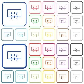 Rear window defrost outlined flat color icons Stock Illustration