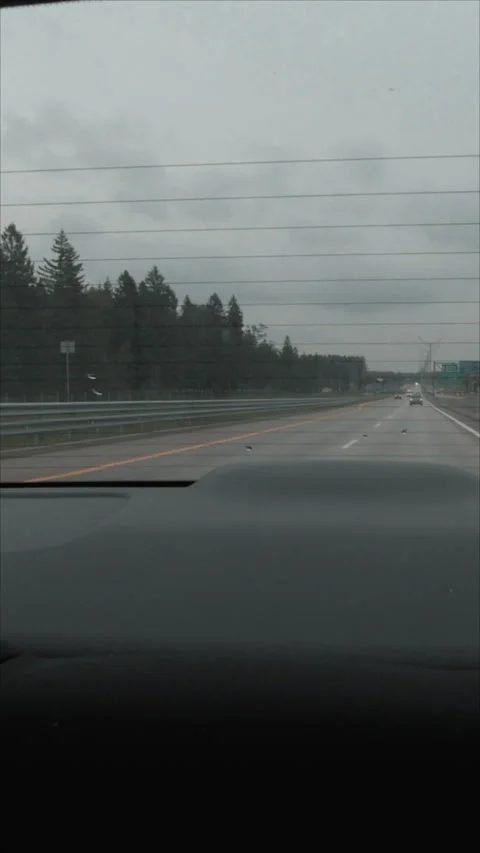Rear Window Driving View Of Highway Road. Vertical.   Stock Footage 284172580