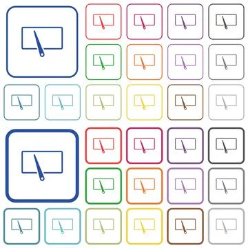 Rear window wiper outlined flat color icons Stock Illustration