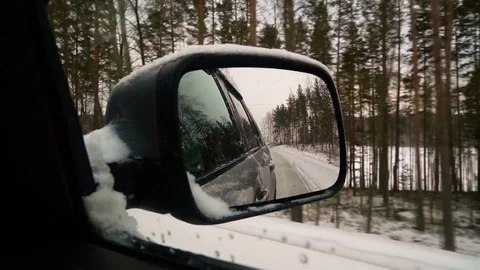 Rear winter road view Video stock 71577111