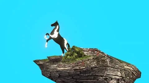 Rearing stallion on the rock Stock Footage 114760279