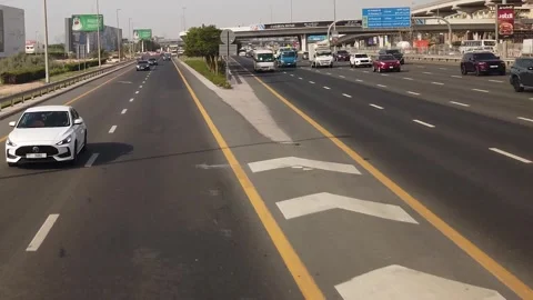 Rearview camera captures heavy traffic on Sheikh Zayed Road, Dubais busiest s Video stock 312560868