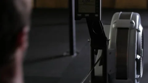 Rearview of Man on Rower Stock Footage 42236492