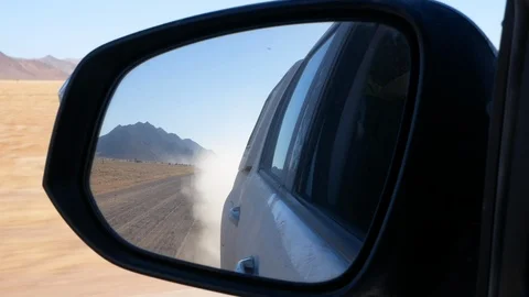 Rearview mirror camera car, Namib desert, Namibia, Africa in HD Stock Footage 91288438