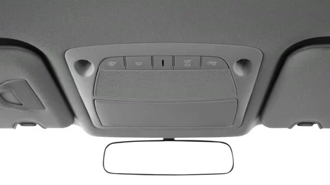 Rearview mirror close up in car interior  2016 Nissan Rogue S Video stock 159863634