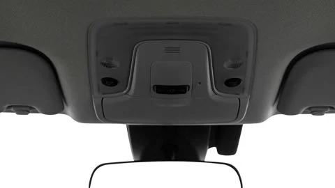 Rearview mirror close up in car interior  2017 Toyota Prius Three Touring Stock Footage 159917087