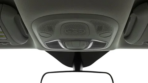 Rearview mirror close up in car interior  2017 Fiat 500X Pop Stock Footage 159931747