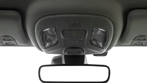 Rearview mirror close up in car interior  2017 Jeep Compass Trailhawk Stock Footage 159948018