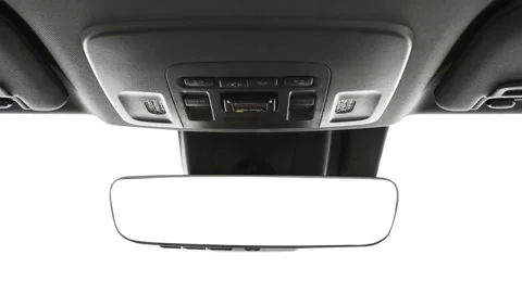 Rearview mirror close up in car interior  2019 Toyota Avalon Hybrid XSE Stock Footage 160019408
