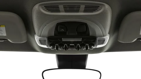 Rearview mirror close up in car interior  2019 Mini Countryman Cooper Stock Footage 160028880