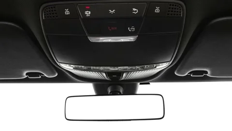 Rearview mirror close up in car interior  2019 Mercedes-Benz C-Class C300 Stock Footage 160040570