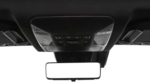 Rearview mirror close up in car interior  2019 Toyota RAV4 Hybrid XSE Stock Footage 160073596