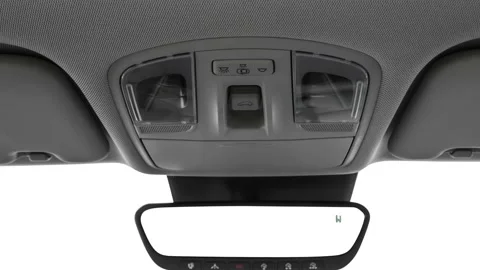 Rearview mirror close up in car interior  2019 Hyundai Kona EV Ultimate Stock Footage 160076779