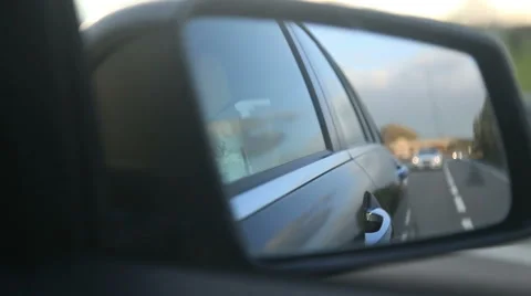 Rearview mirror, Highway drive  Stock Footage 51844202