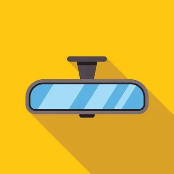 Rearview mirror reflecting empty road on yellow background Ilustración de archivo