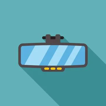 Rearview mirror reflecting light blue sky on turquoise background Stock Illustration
