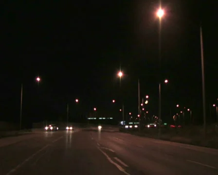 Rearview Night Drive, Time Lapse Stock Footage
