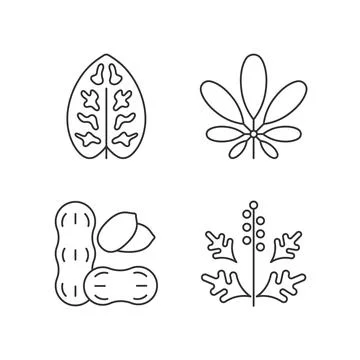 Reason for allergy linear icons set Stock Illustration