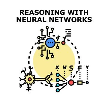 Reasoning with neural networks machine learning concept Illustrazione stock