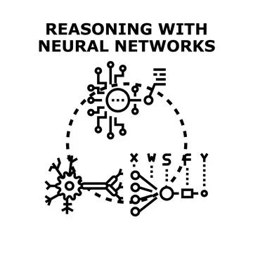 Reasoning with neural networks machine learning concept Illustrazione stock