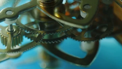 Reasoning, structure, thought- close up on Clock mechanism:  Stock-Footage 80912048