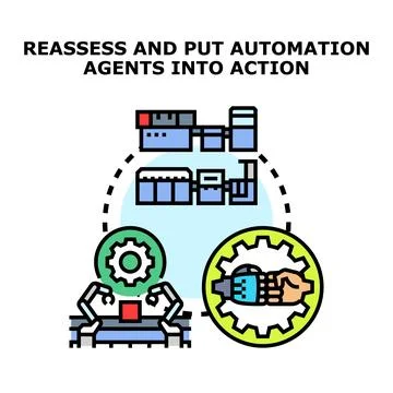 Reassessing automation agents and workflow optimization Illustrazione stock