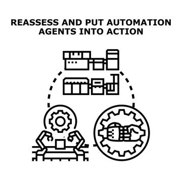 Reassessing automation agents and workflow optimization Ilustração Stock