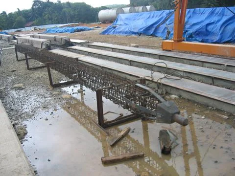 Rebar cage of a driven pile Stock Photos