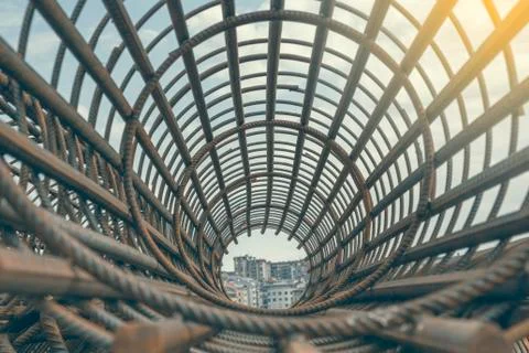 Rebar cage perspective Stock Photos