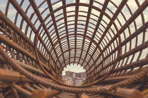 Rebar cage perspective Stock Photos