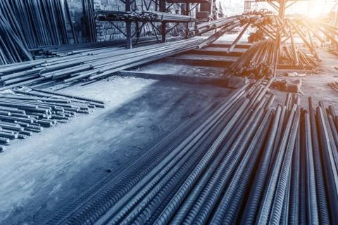 Rebar on construction site Stock Photos