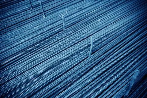 Rebar on construction site Stock Photos