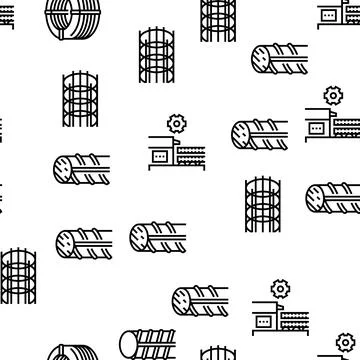 Rebar Construction Vector Seamless Pattern Stock Illustration