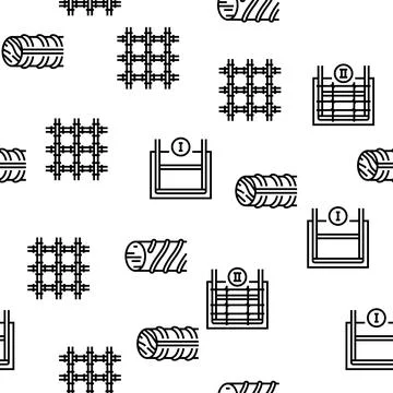 Rebar Construction Vector Seamless Pattern Stock Illustration