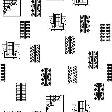 Rebar Construction Vector Seamless Pattern Stock Illustration