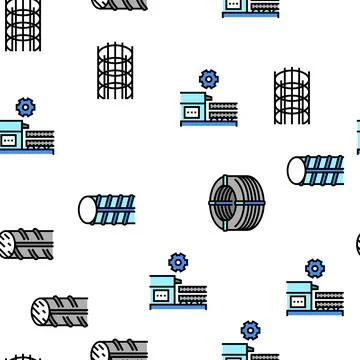 Rebar Construction Vector Seamless Pattern Stock Illustration