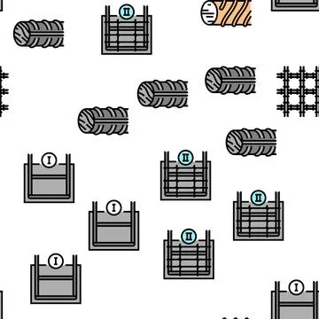 Rebar Construction Vector Seamless Pattern Stock Illustration