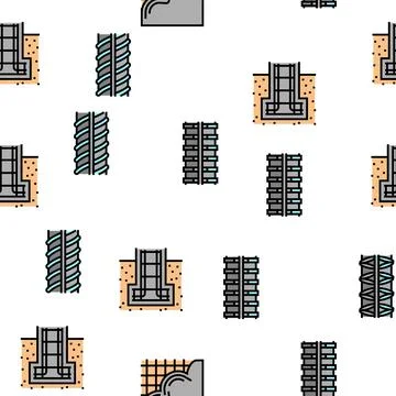 Rebar Construction Vector Seamless Pattern Stock Illustration