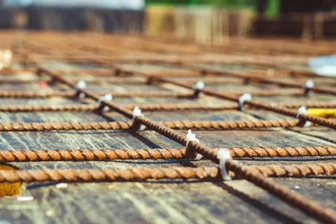 The rebar in the Foundation 库存照片